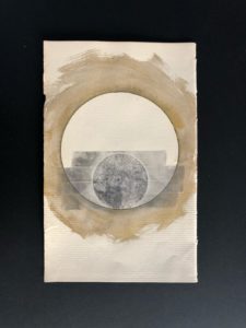 Collage on book pages with graphite and/or colored pencil, and/or watercolor, and/or scotch tape. 2020.